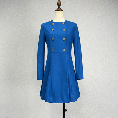 羊毛毛呢中长款学院风双排扣大衣