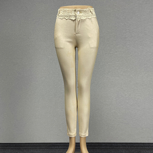 弹力杏色打底裤铅笔裤2025小香风中腰修身性感紧身裤小脚裤九分裤