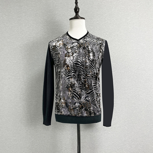 品牌清仓v领金丝绒商务休闲男装毛衣弹力修身花式百搭绅士针织衫