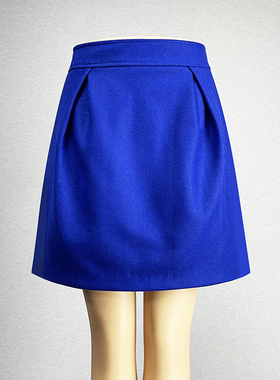 宝蓝色羊毛呢半身裙短裙女2025春秋高腰修身性感紫色包臀裙A字裙