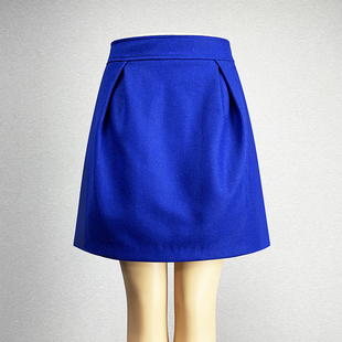 宝蓝色羊毛呢半身裙短裙女2025春秋高腰修身 性感紫色包臀裙A字裙