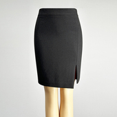 直筒裙短裙 侧开衩时尚 品牌职业装 黑色半身裙包臀裙女2025高腰修身