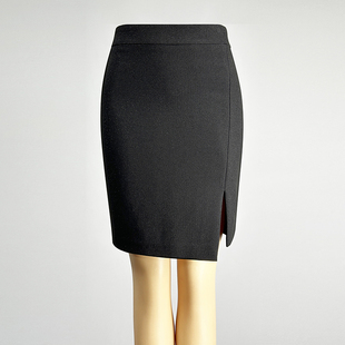 品牌职业装黑色半身裙包臀裙女2025高腰修身侧开衩时尚直筒裙短裙