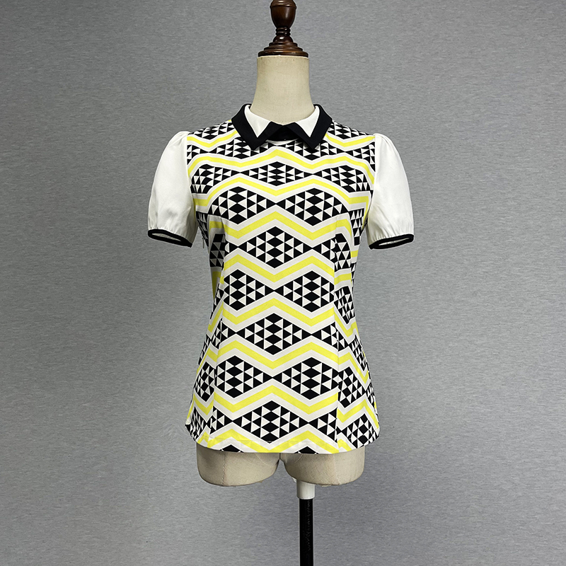 修身显瘦百搭套头短袖泡泡袖衬衫