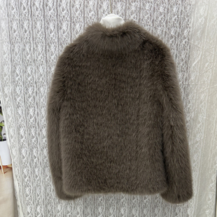 皮毛一体短款 仿狐狸毛绒皮草秋冬外套女小个子环保毛立领2024新款