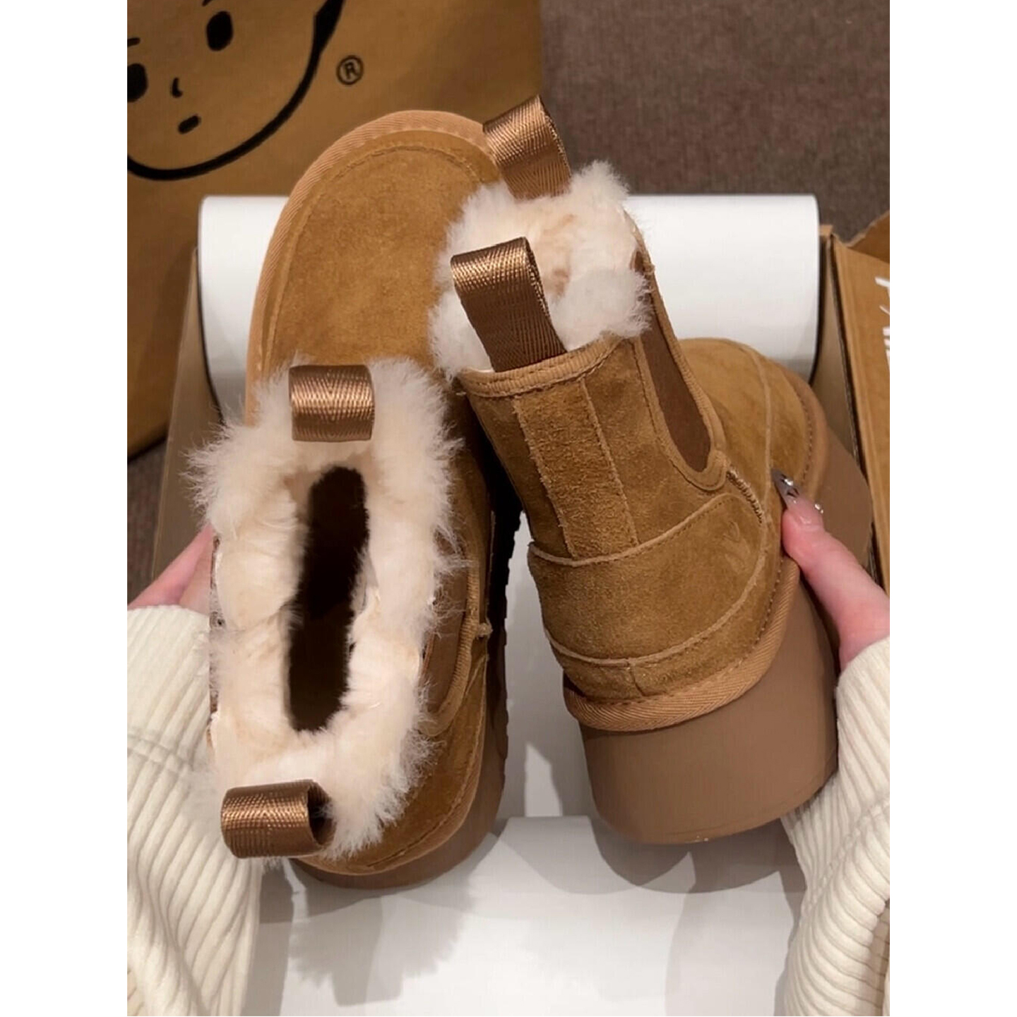 增高靴加绒保暖棉鞋厚底雪地靴女