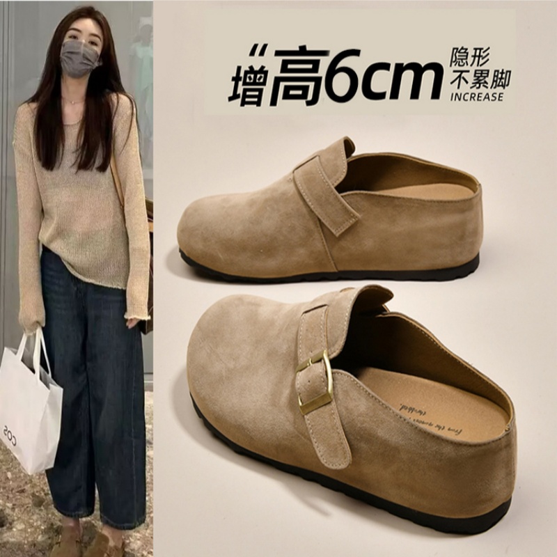 内增高厚底勃肯鞋包头半拖鞋