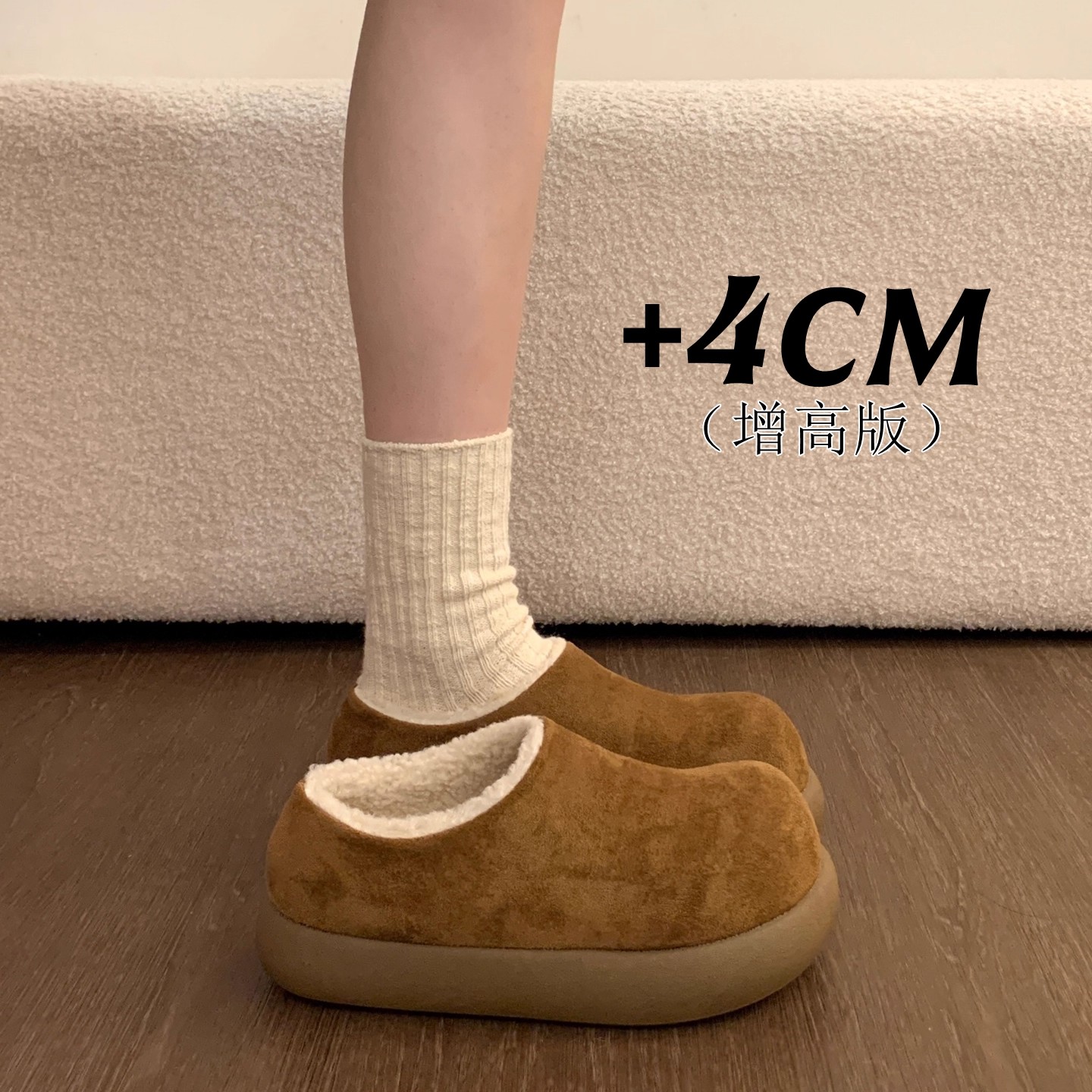 小土豆加绒勃肯鞋女士雪地靴厚底2025新款冬季鞋子一脚蹬保暖棉鞋