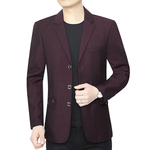 老爸休闲西服上衣 外套男便西中老年春秋薄款 中年爸爸装 三粒扣西装