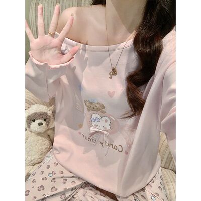 秋季女士大码甜美卡通睡衣套装