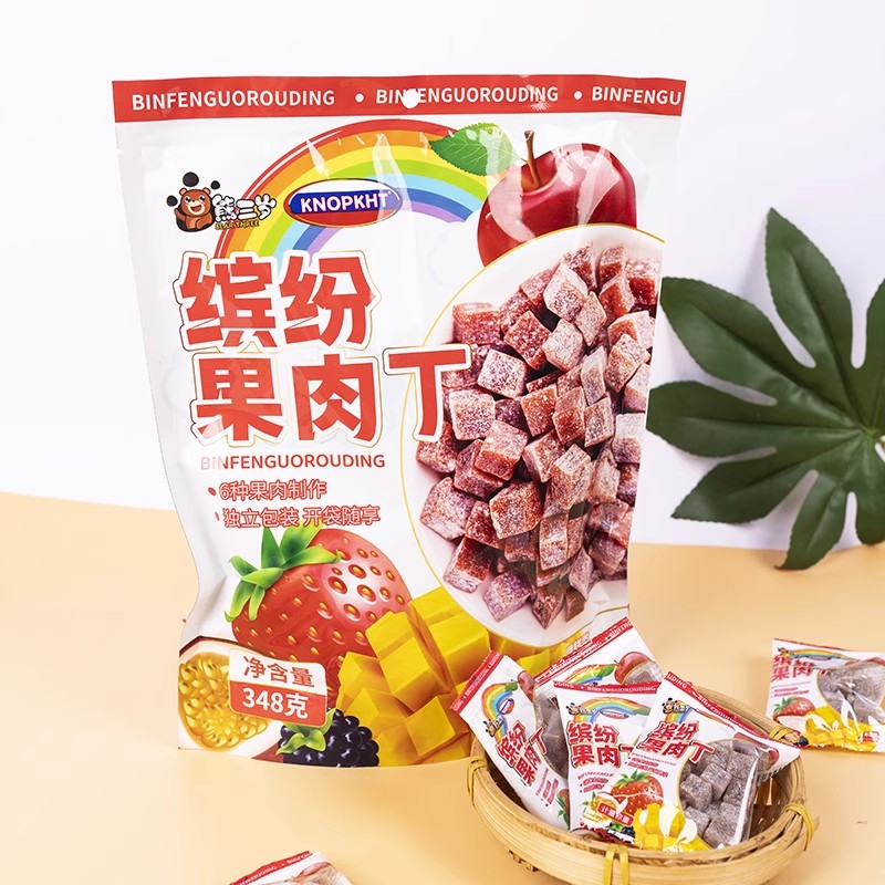 KNOPKHT熊三岁缤纷果肉丁348g酸甜开味儿童学生解馋休闲小零食