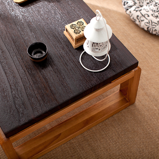 日式 炕桌飘窗桌榻榻米茶几桌椅实木窗台桌阳台桌泡桐木复古小茶桌