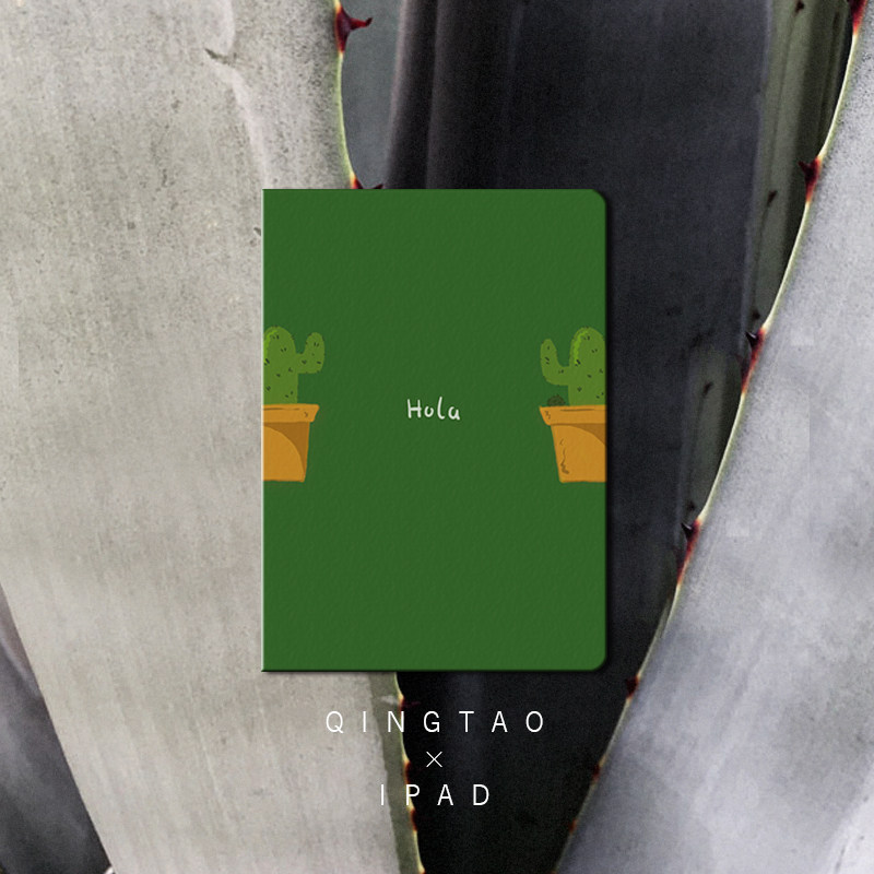 青桃原创仙人掌苹果IPAD2021保护套mini2/3/4绿色休眠10.2寸皮套