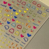 多巴胺同款 童趣表情浮雕美甲贴纸可爱小熊美甲贴diy浮雕立体贴纸