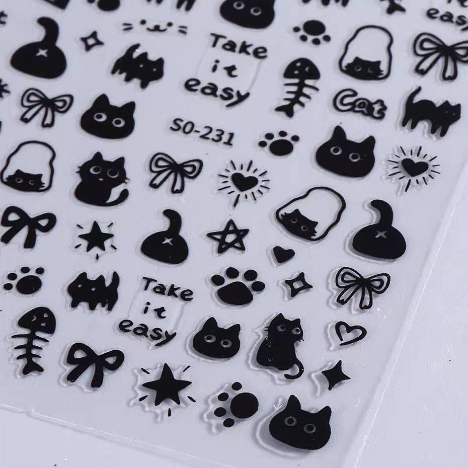 ins风无忧小猫小红书同款美甲贴纸 猫咪蝴蝶结日系指甲贴装饰图案,彩妆/香水/美妆工具,指甲装饰,淘宝优惠券,粉丝福利购,淘宝优惠卷