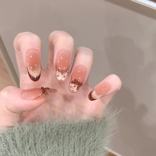 手绘法式蕾丝秋冬款手工穿戴甲