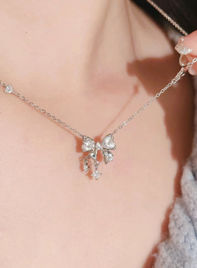 925银甜心蝴蝶结锁骨链新款