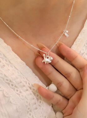 『福鱼喵』新款小猫项链女款纯银新中式复古风锁骨链小众礼物