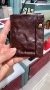 埃索专柜正品头层植糅牛皮男女通用零钱包卡包