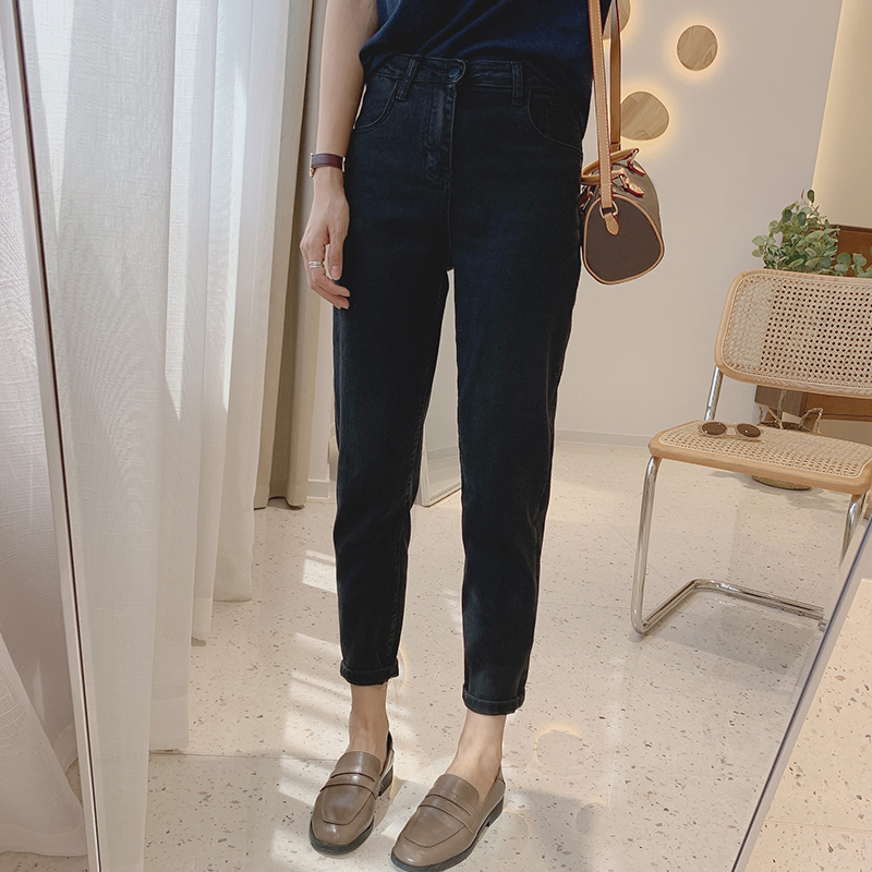 IMFLY/陈儒兵服饰店 直腿代表~显瘦弹力高腰直筒九分牛仔裤女秋季