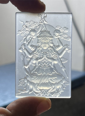 岫玉斗姆元君吊坠保真天然玉石