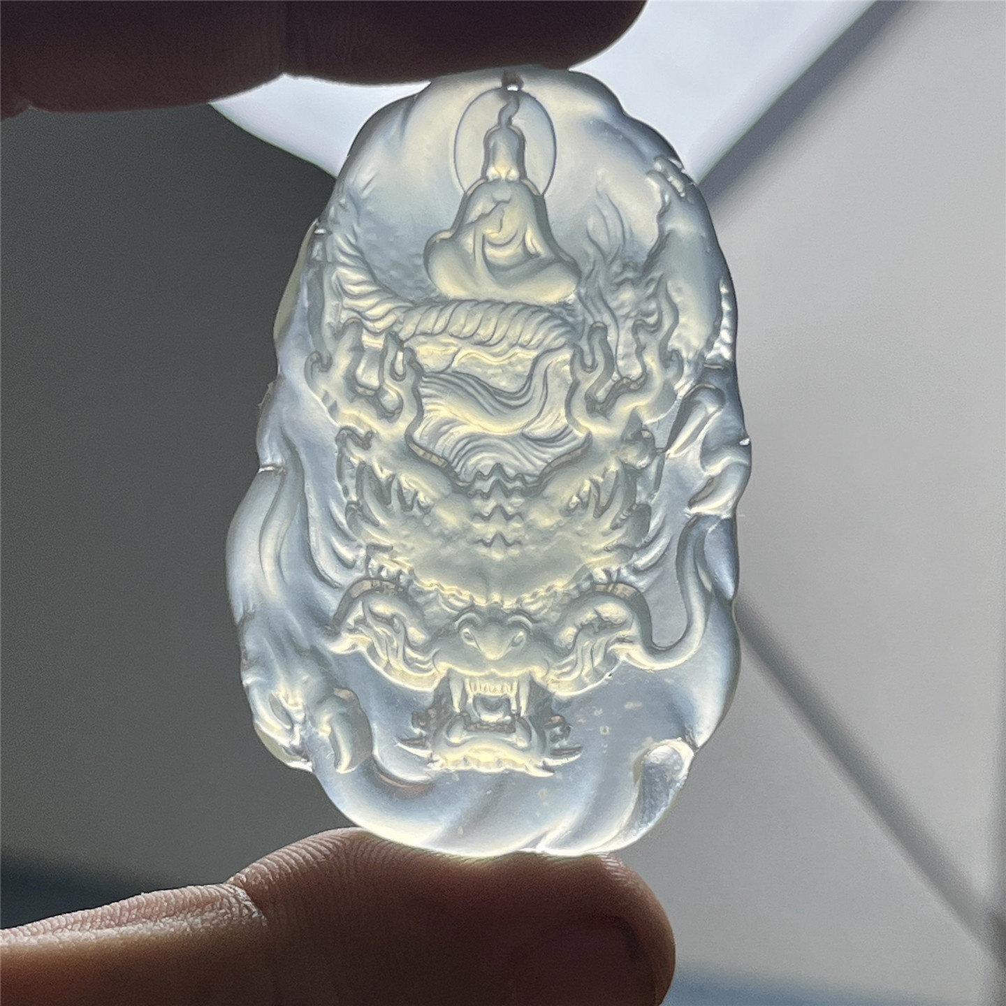 天然岫玉无相御龙观音吊坠保真双面雕刻玉石挂件古风人物实拍高货