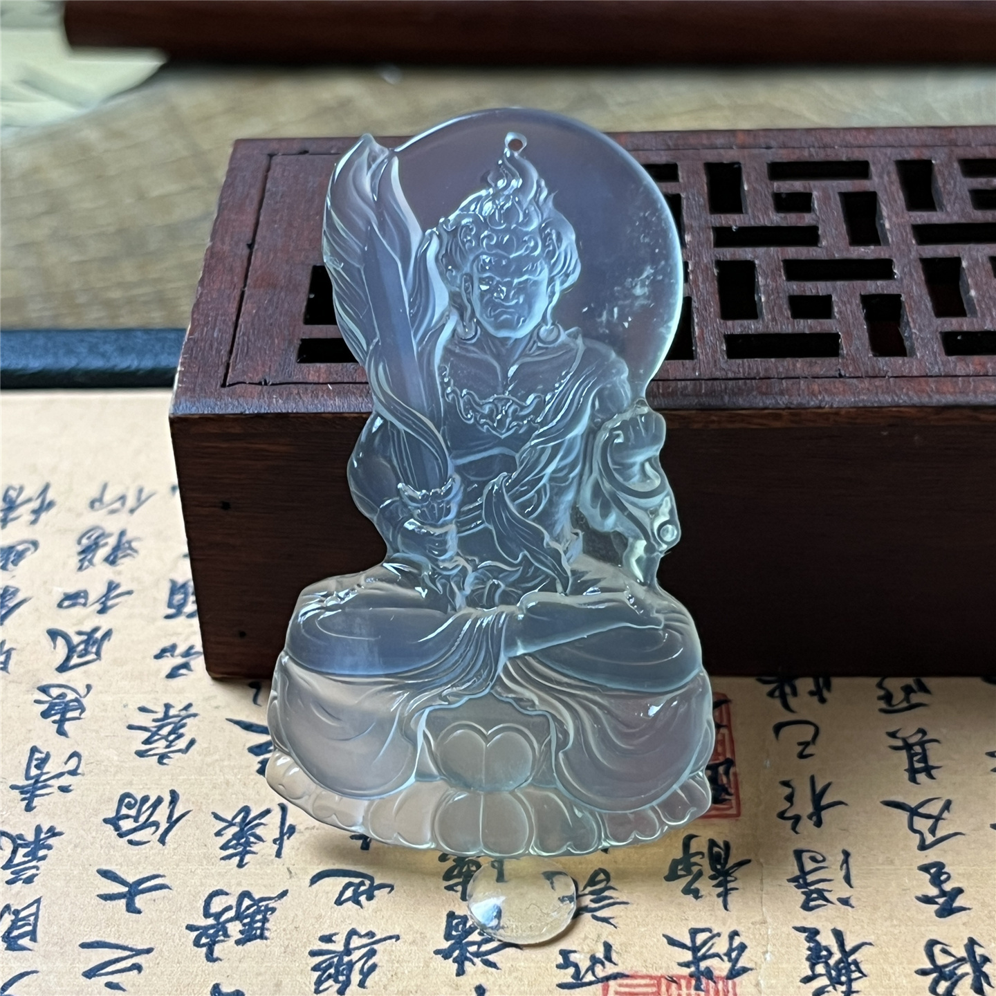 岫玉不动明王吊坠保真好工好料