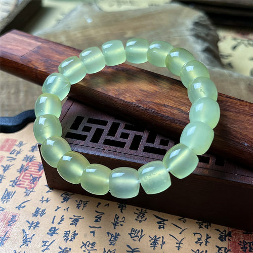 天然岫玉辽阳料手串桶珠男女款