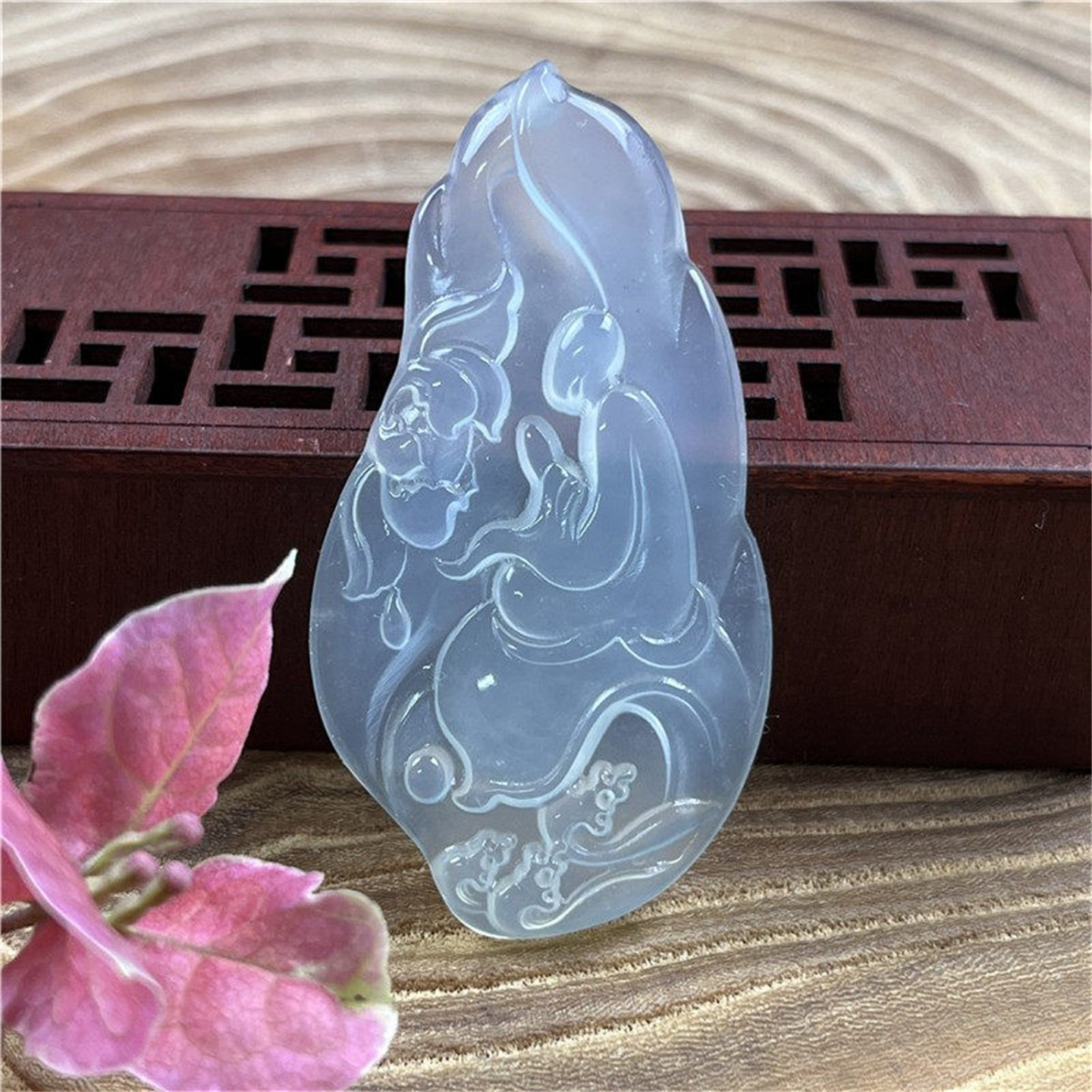 天然岫玉悟道吊坠冰种随型通透保真玉石挂件男女款实拍一物一图坠