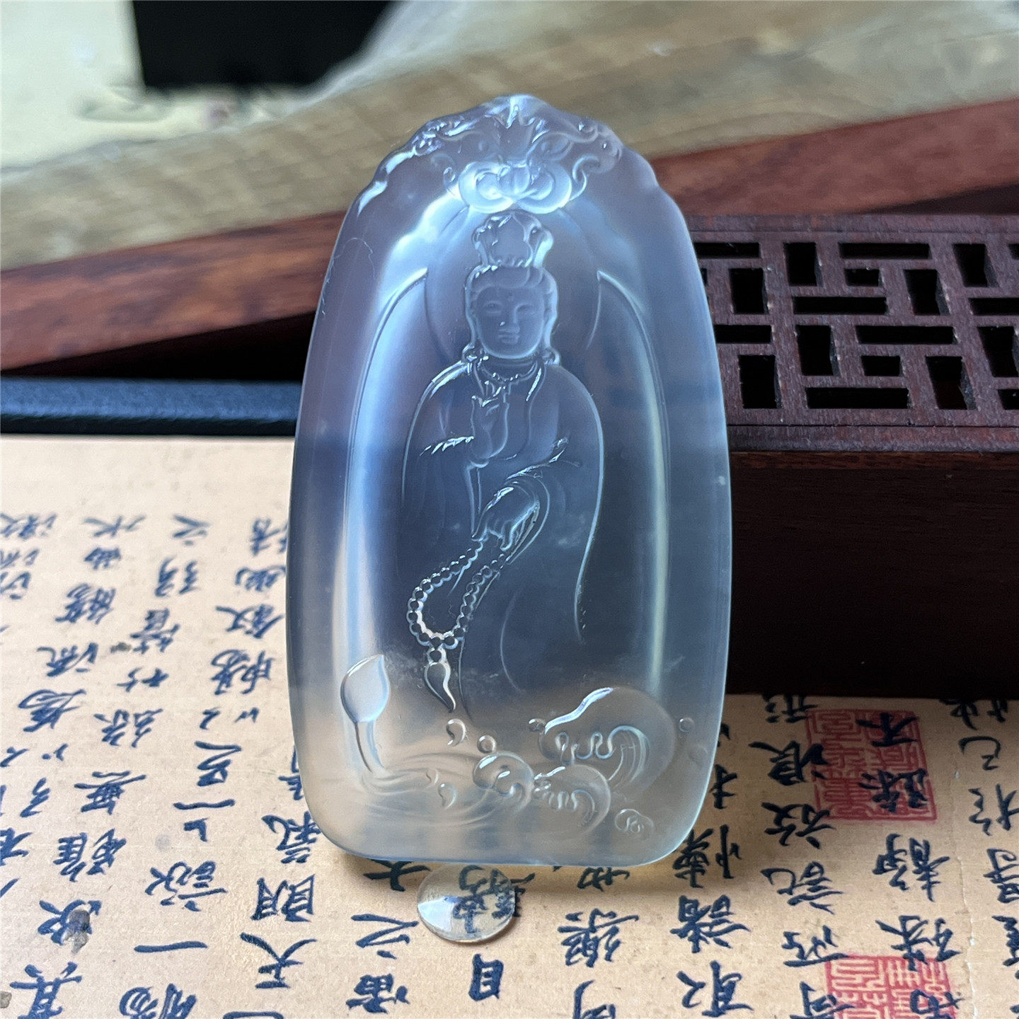 天然岫玉站观音吊坠保真随行高冰玉石产地直发仿古挂件礼物实物拍