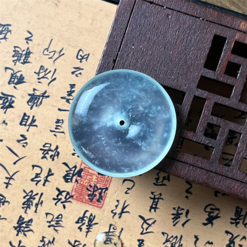 天然岫玉天青冻平安扣吊坠保真