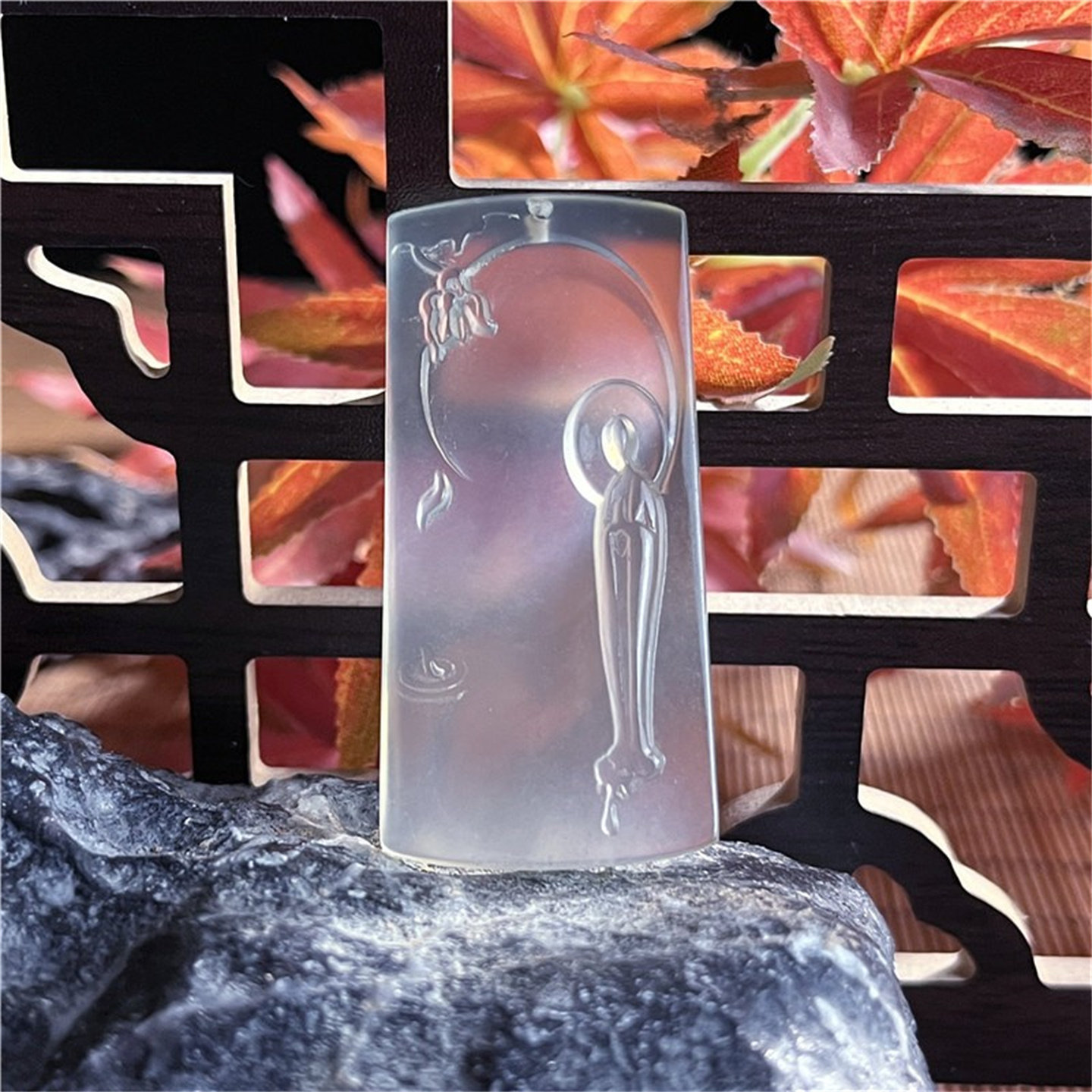 天然岫玉悟道吊坠古风浓郁仿古玉石坠男女款保真原石精雕一物一图