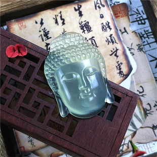 天然岫玉精雕佛头吊坠古风通透文玩玉石挂件实图选货男女礼物保真