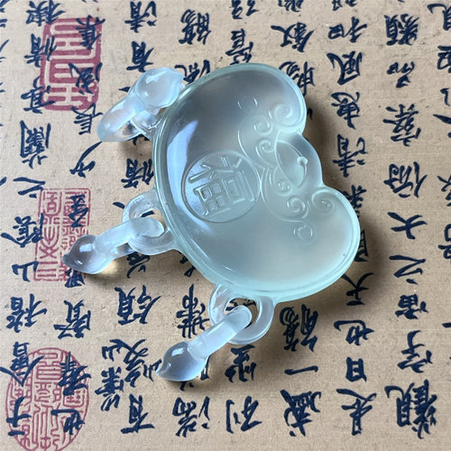 天然岫玉如意平安锁吊坠保真通透