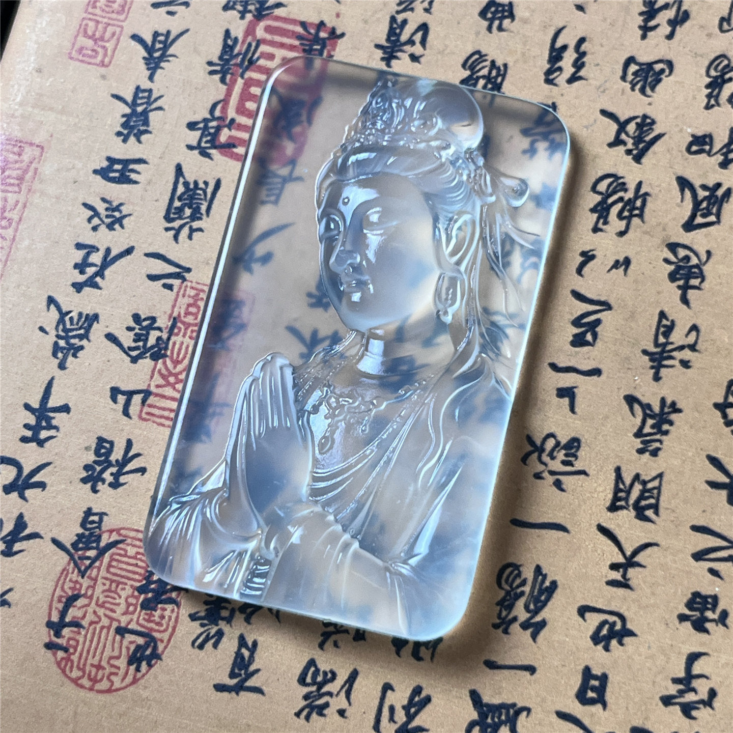 天然岫玉观音菩萨吊坠保真精雕方正玉石挂件男女款仿古人物收藏品
