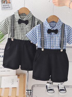 男童夏装套装2026新款周岁礼服潮
