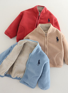 儿童冬季羊驼绒加绒加厚外套棉服