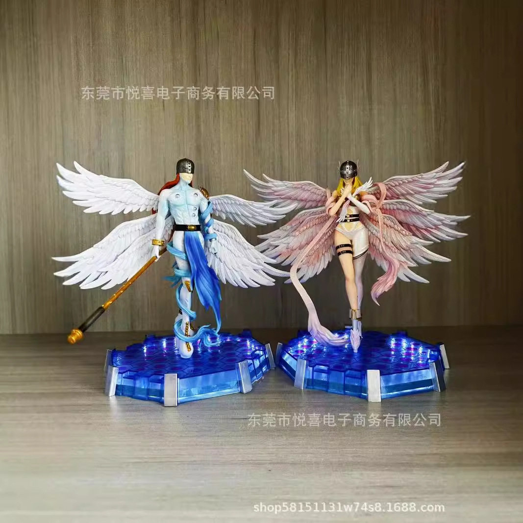 数码宝贝系列优质版gk天使兽天女兽底座发光高约25cm带彩盒gk