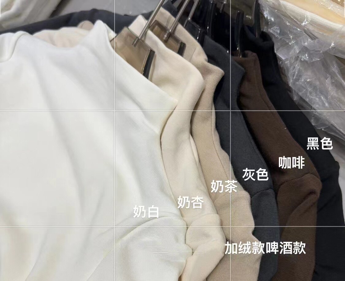 双面磨毛绒感软绵绵半高领打底衫女秋冬加绒保暖纯色针织长袖t恤