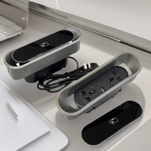 隐藏嵌入式办公会议桌USB-A/USB-C穿线排插双面多功能桌面插座
