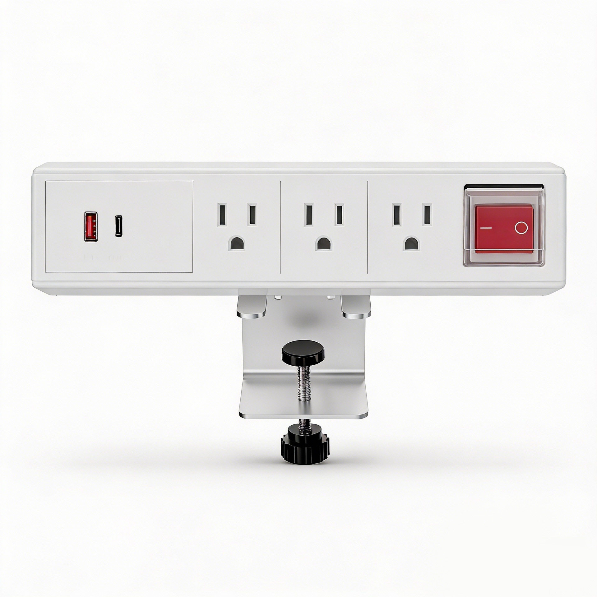 美标夹桌式桌面电源办公桌可移动USB桌插免打孔美标夹式插座