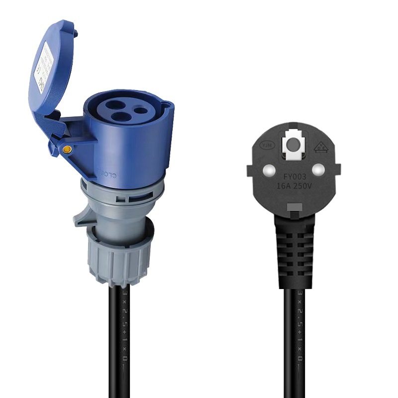 电动汽车欧标插头转CEE电源母适配器32A单相7KW充电器充电桩