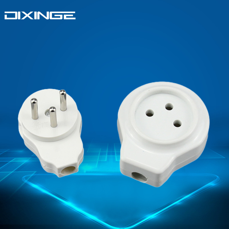 以色列接线插头组装16A装配圆柱公母对接三极电源插座三圆脚埃及