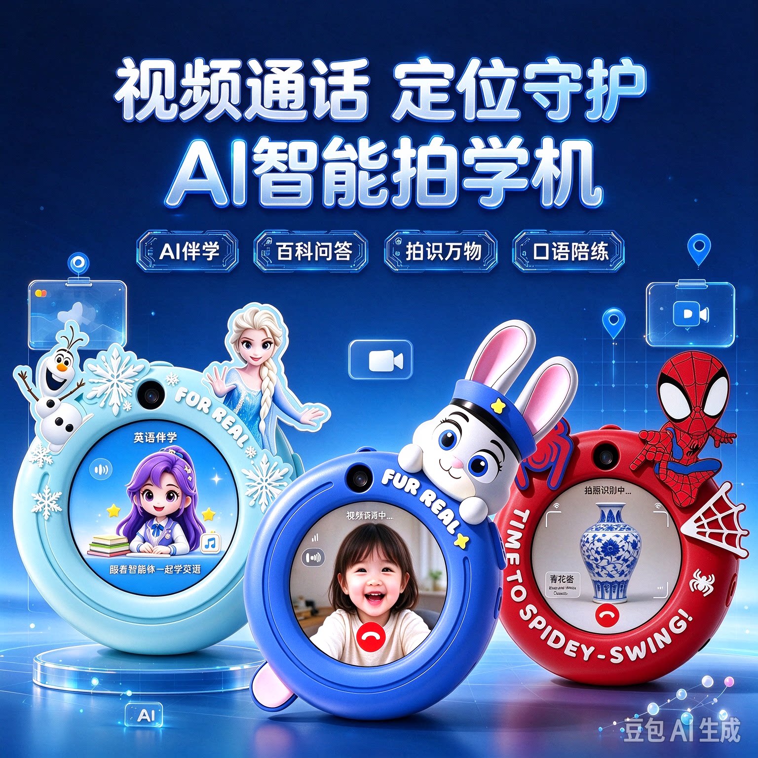 儿童AI随学宝拍学机口语陪练智能对话早教故事机玩具定位电话手表