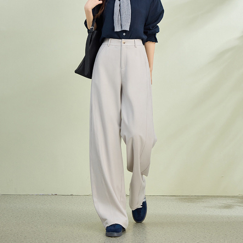 菲尔娅奇黑色西装裤女高腰2026春季新款小个子窄版直筒休闲阔腿裤