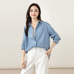 宽松气质百搭 基础通勤衬衣多色上衣可系扣收腰薄款 忆霏衬衫 女新款
