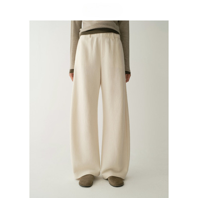 冬季羊毛弯刀针织长款卫裤女士