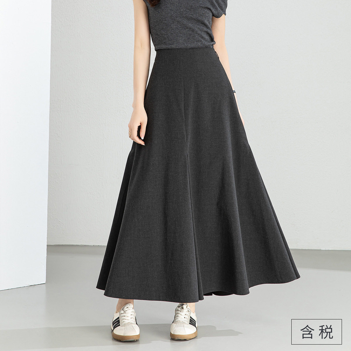 忆霏半身裙女2026春季新款西装高腰遮胯a字显瘦长款百褶伞裙垂顺