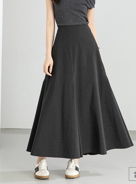 忆霏半身裙女2026春季新款西装高腰遮胯a字显瘦长款百褶伞裙垂顺