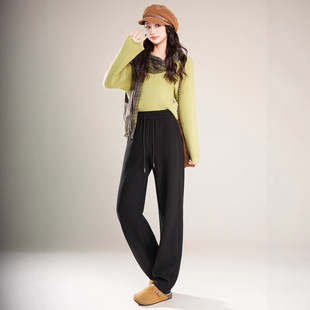 保暖百搭阔腿裤 新款 女冬休闲弯刀裤 宝山羊绒蚕丝小个子加绒裤 元